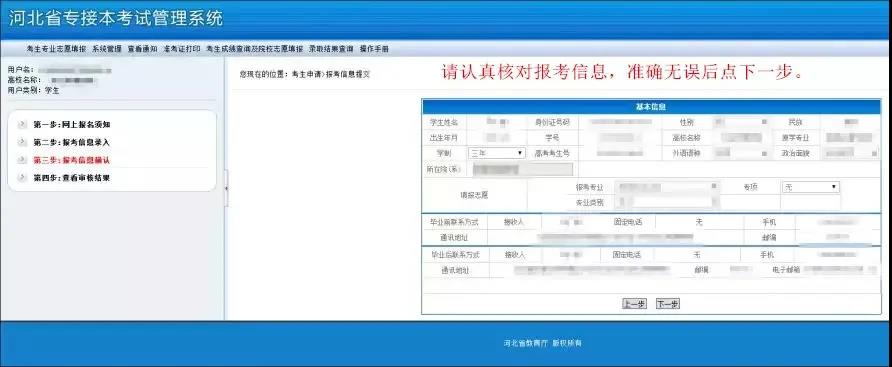河北專接本 河北專接本網上報名 專接本報名流程圖